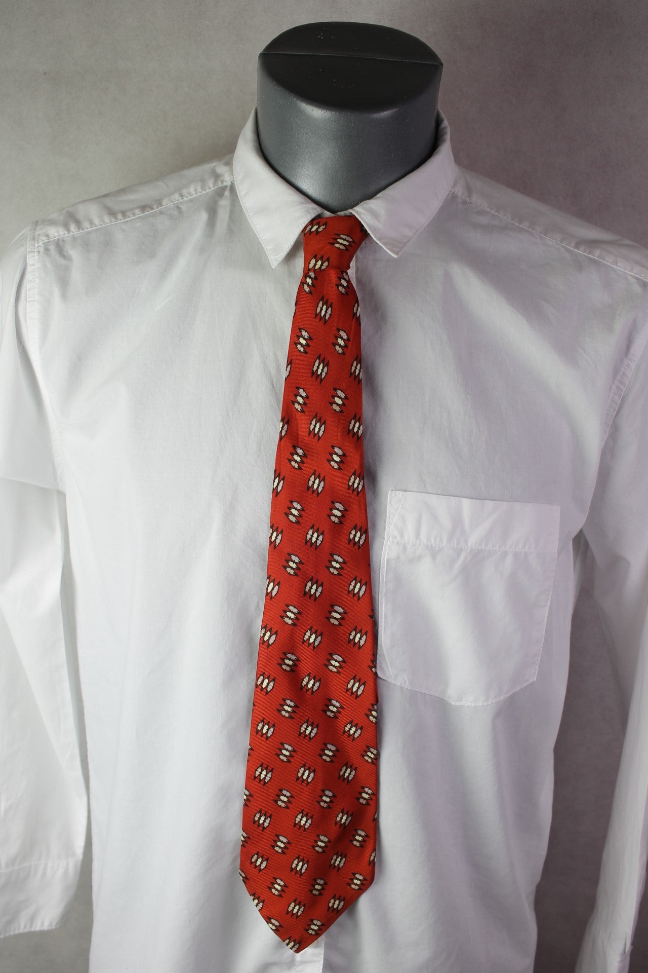 Vintage Beau Brummell red cream pink lilac pattern swing tie