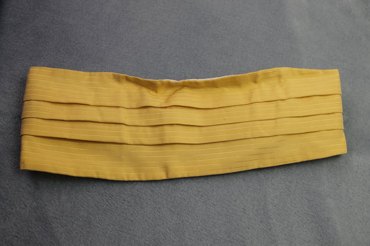 Vintage Jose Piscador yellow striped pattern pleated cummerbund