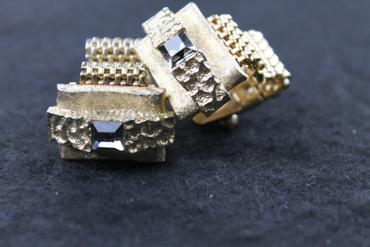 Vintage Smokey Grey Jewel Heavy Wrap Around Cufflinks