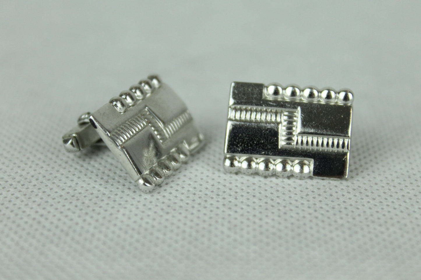 Vintage Chunky Silver Metal Oblong Cufflinks