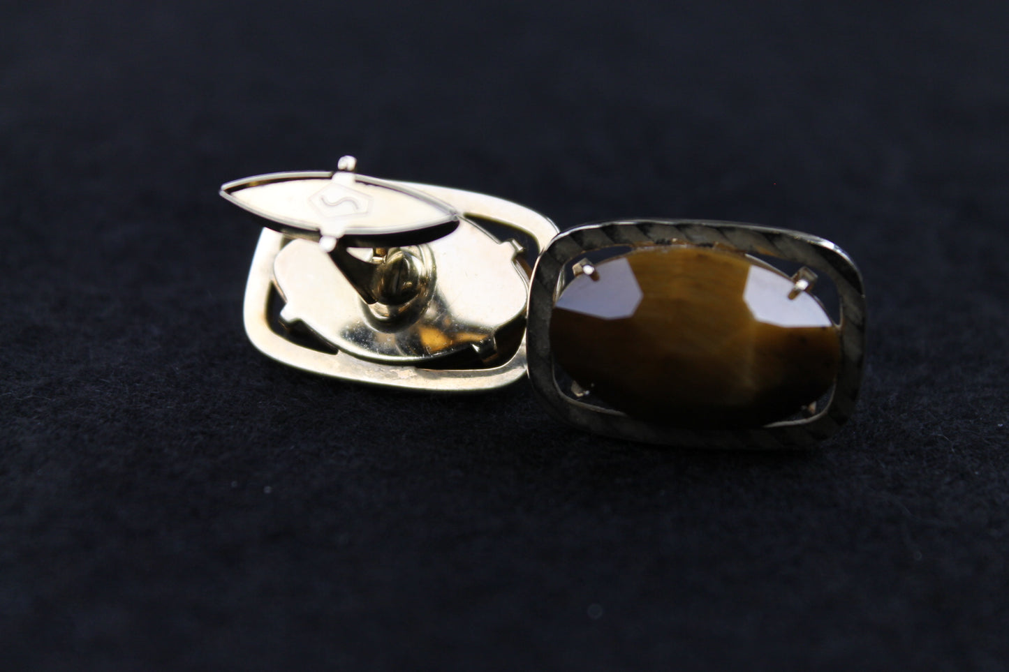 Vintage Faceted Tiger's Eye Stone Cufflinks