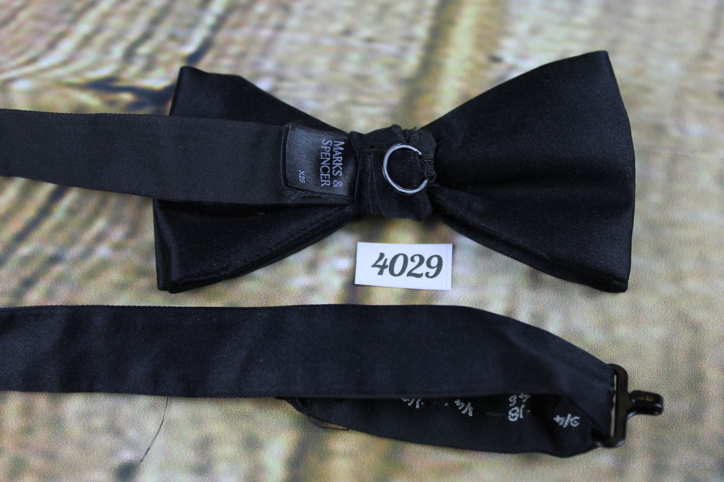 Marks & Spencer pre-tied classic black satin bow tie adjustable
