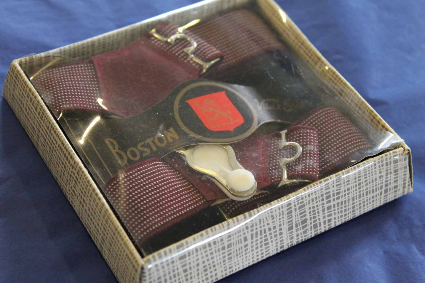 Vintage Boston velvet grip mens braces burgundy