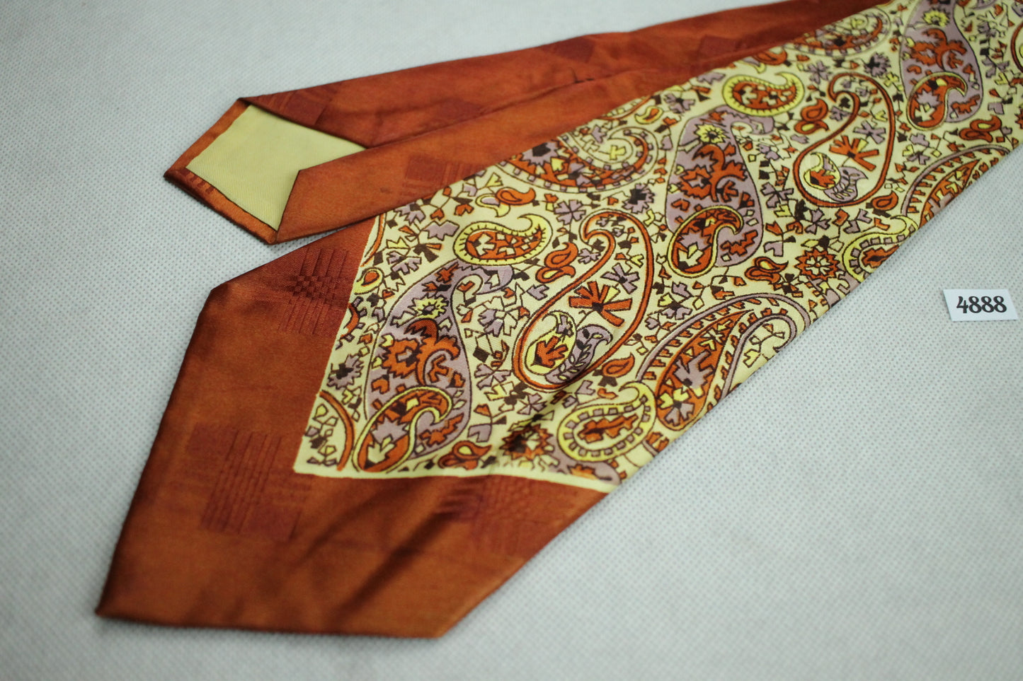 Vintage 1940s/50s Ultra Wide Orange Tones Jacquard Paisley Belly Warmer Swing Tie