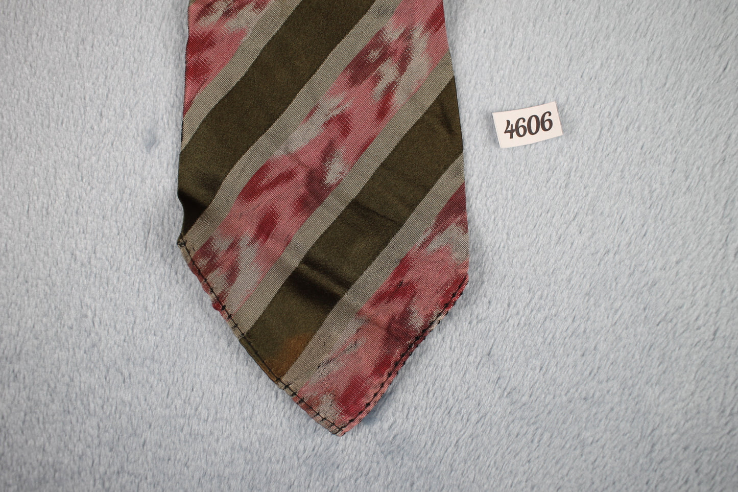 Vintage 1940s handmade green pink striped swing tie