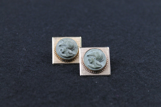 Vintage Square Spartan Head Cufflinks