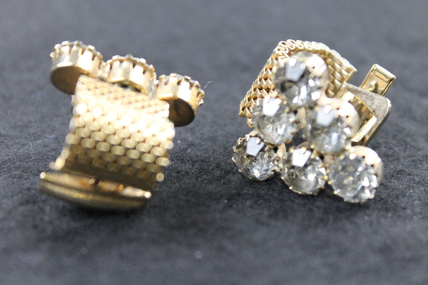 Vintage Large Diamante Triangle Wrap Around Cufflinks