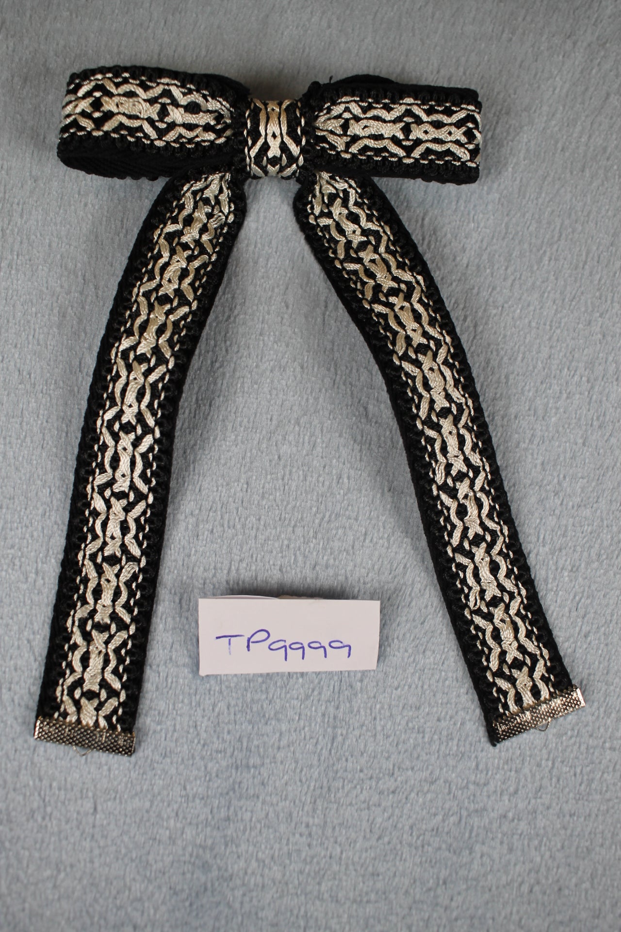Vintage Style New Heavy Black White Braid Clip On Western Cowboy Kentucky Bow Tie
