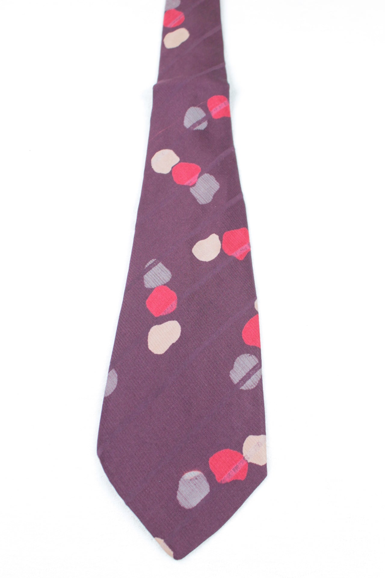 Vintage Hand Tailored Purple Pink Grey Pattern Swing Tie 1940s/50s