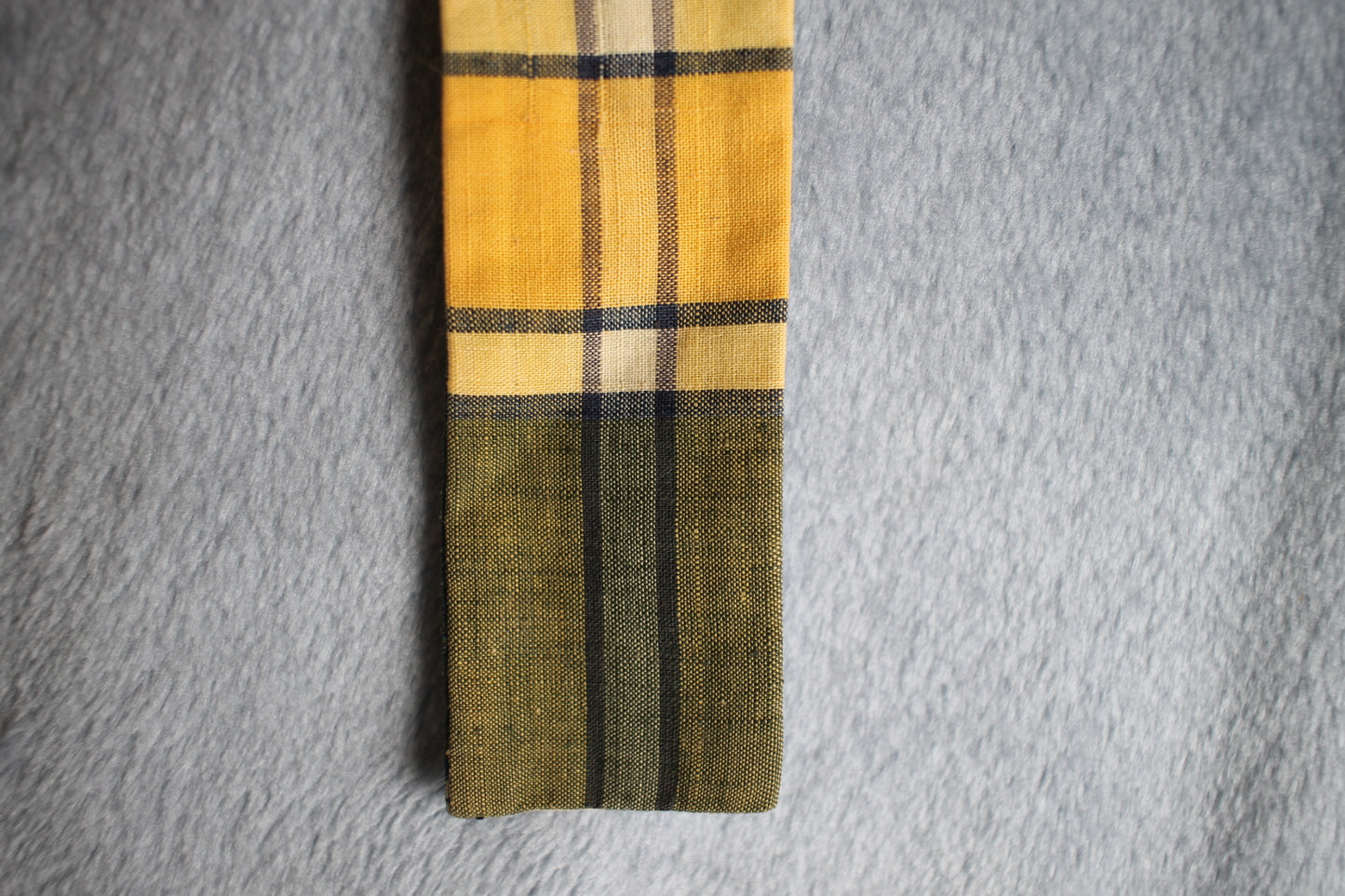 Vintage Rooster self tie paddle end brown yellow green check pattern bow tie adjustable