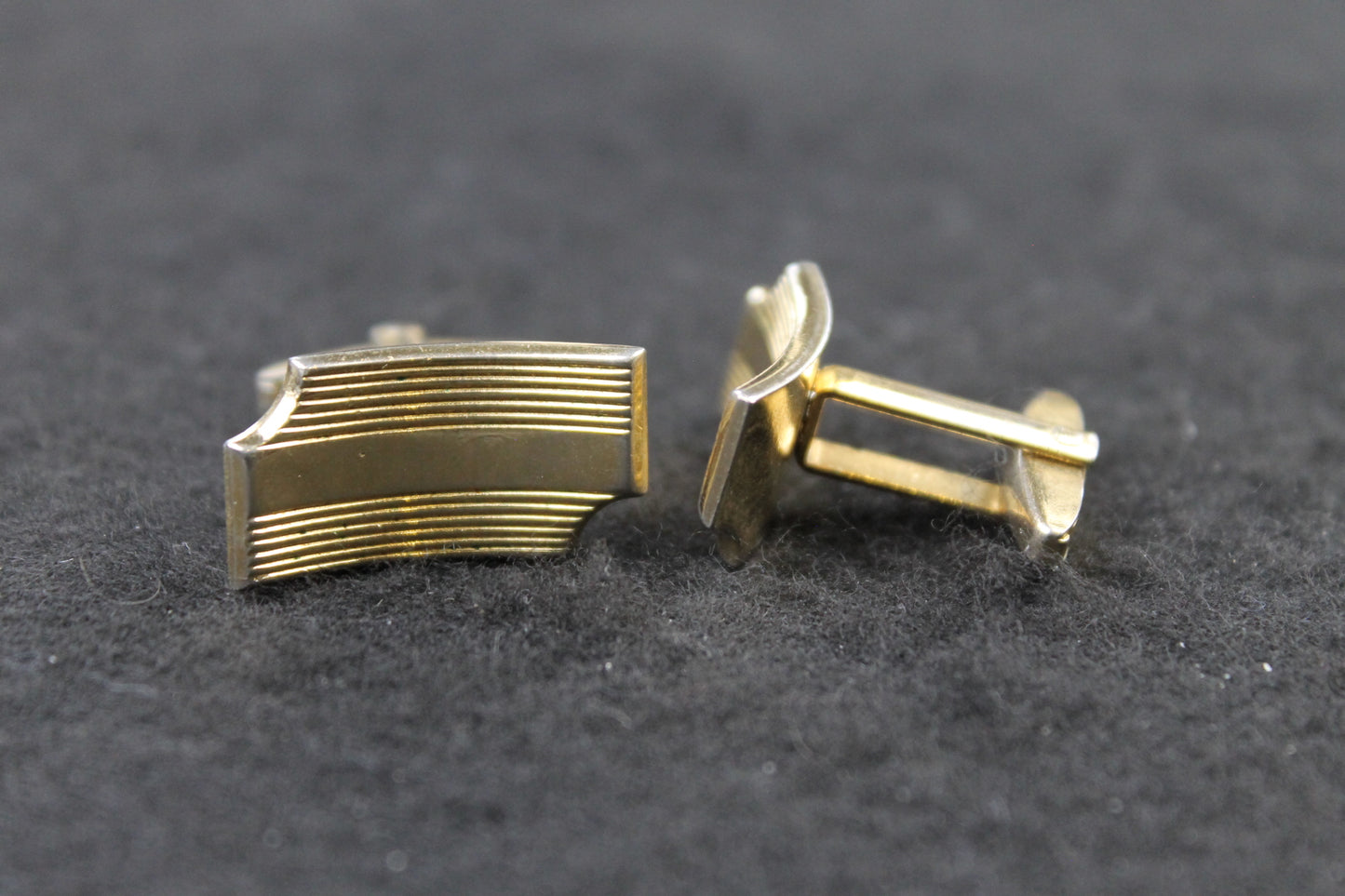Vintage Foster Gold Metal Upward Curved Cufflinks