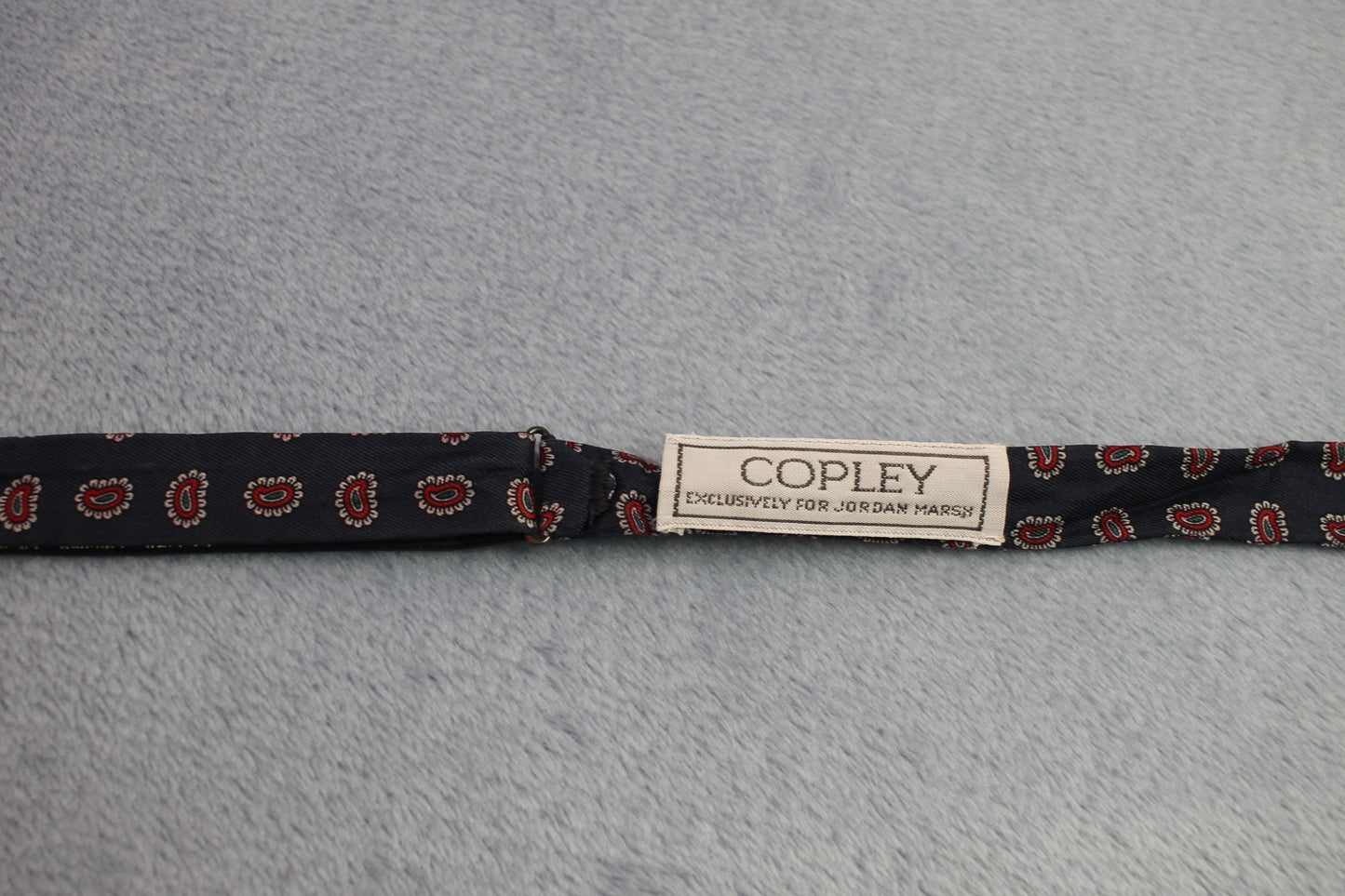 Vintage Copley self tie thistle end blue red pattern bow tie adjustable