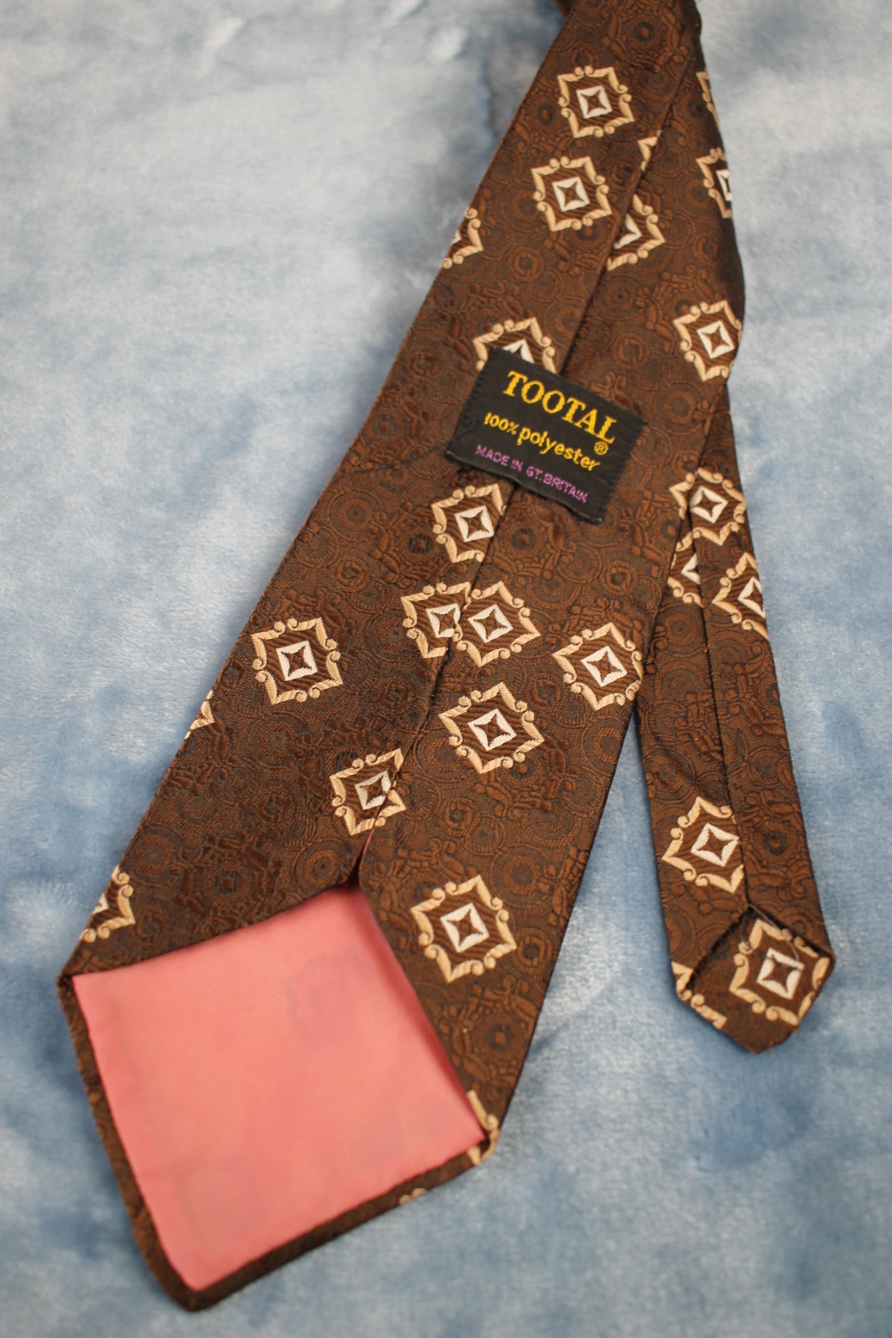 Vintage Tootal 1960s 2 tone brown pattern kipper tie