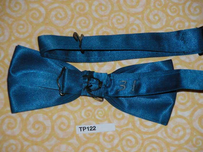 Vintage Blue Satin Pre-tied Bow Tie Adjustable