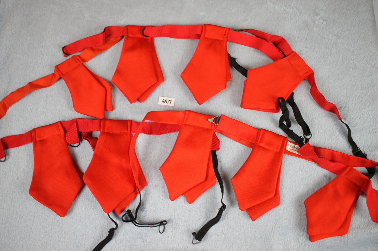 Vintage bulk buy red clip on neck ties dance troop theatre different sizes adjustable