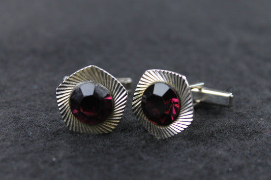 Vintage Purple Lucite Faceted Gem Cufflinks