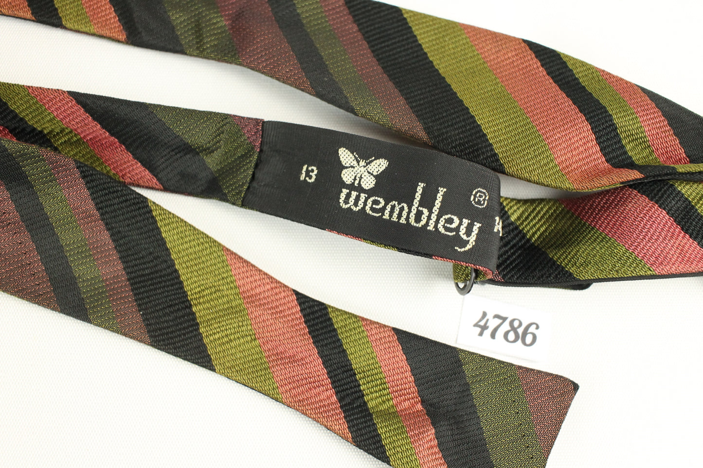 Wembley Self Tie Vintage Adjustable Bow Tie Striped Skinny Thistle Black Olive Raspberry Pink