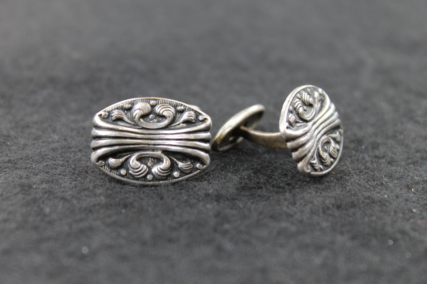 Vintage Pewter Coloured Embossed Cufflinks