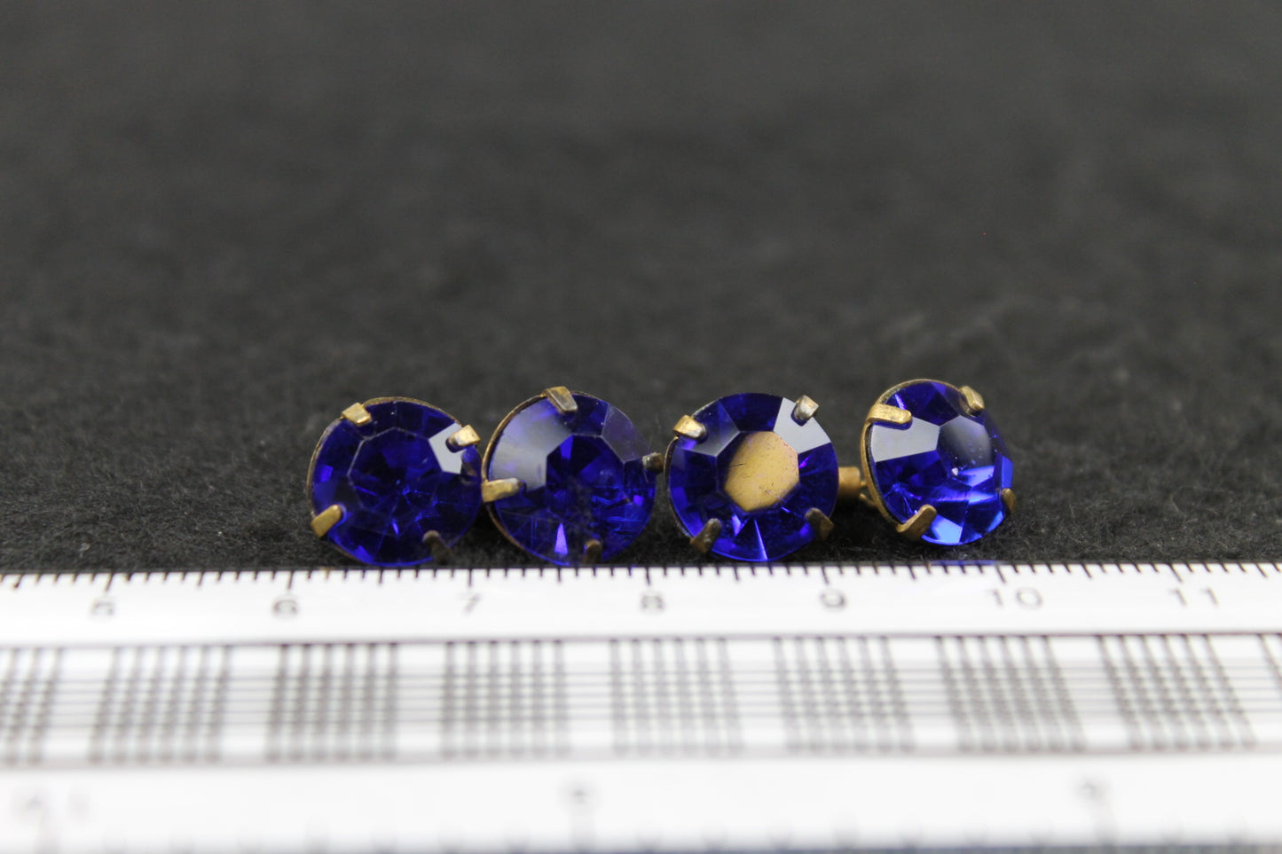 Vintage Blue Glass Faceted Gem Link Cufflinks