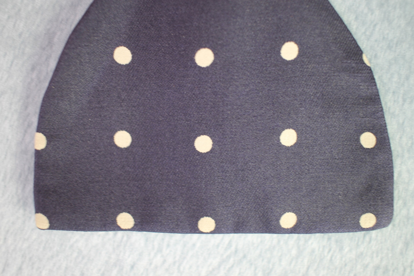 Vintage self tie thistle end all silk blue white polka dots pattern bow tie adjustable