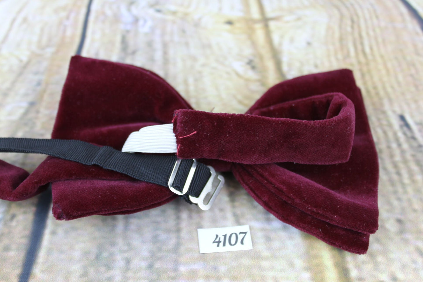 Vintage 1970s Burgundy Velvet Pre-Tied Bow Tie Adjustable