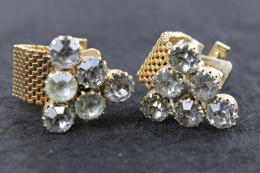 Vintage Large Diamante Triangle Wrap Around Cufflinks