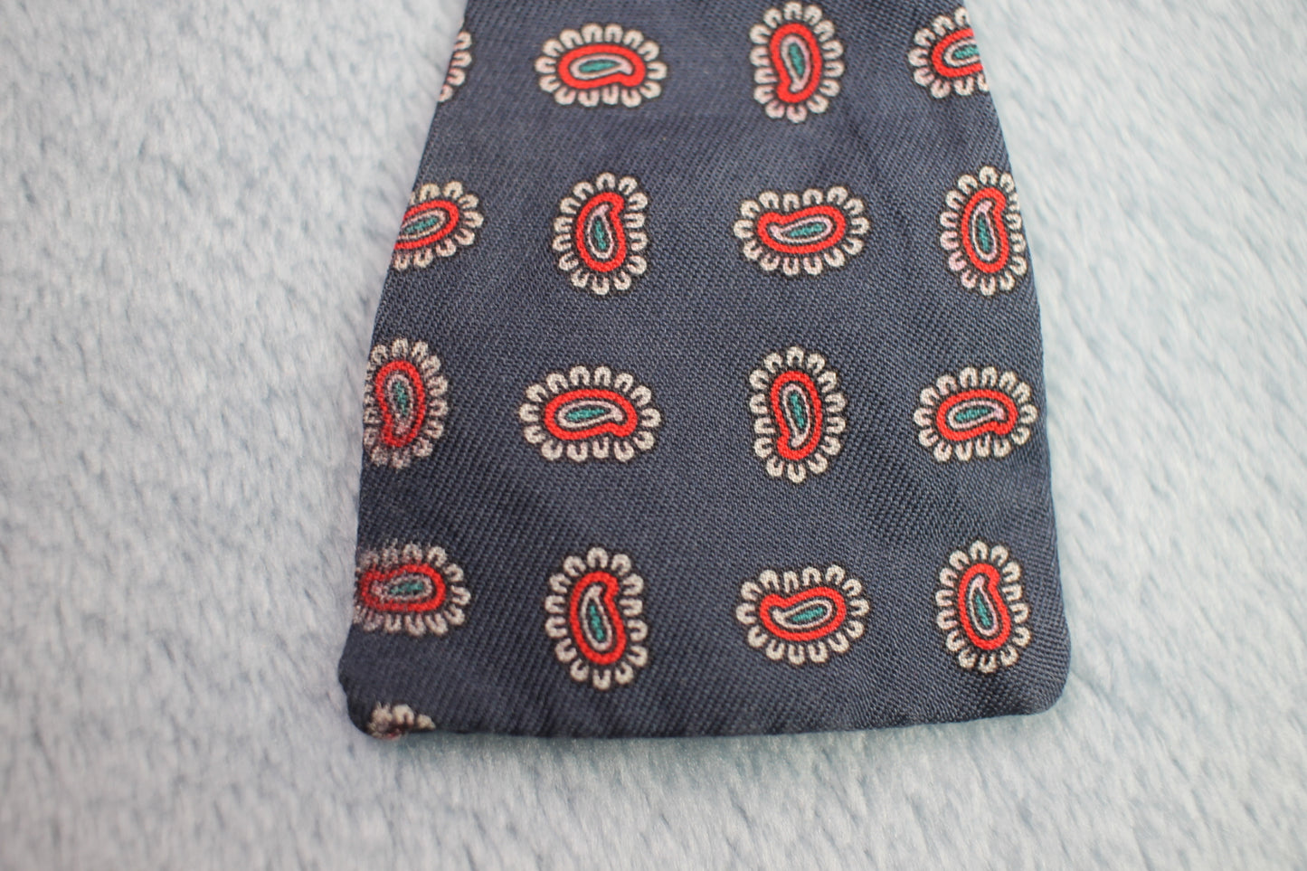 Vintage Copley self tie thistle end blue red pattern bow tie adjustable