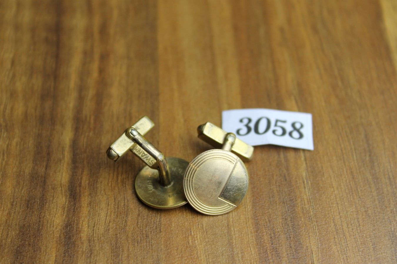 Vintage Swank Gold Metal Art Deco Style Cuff Links