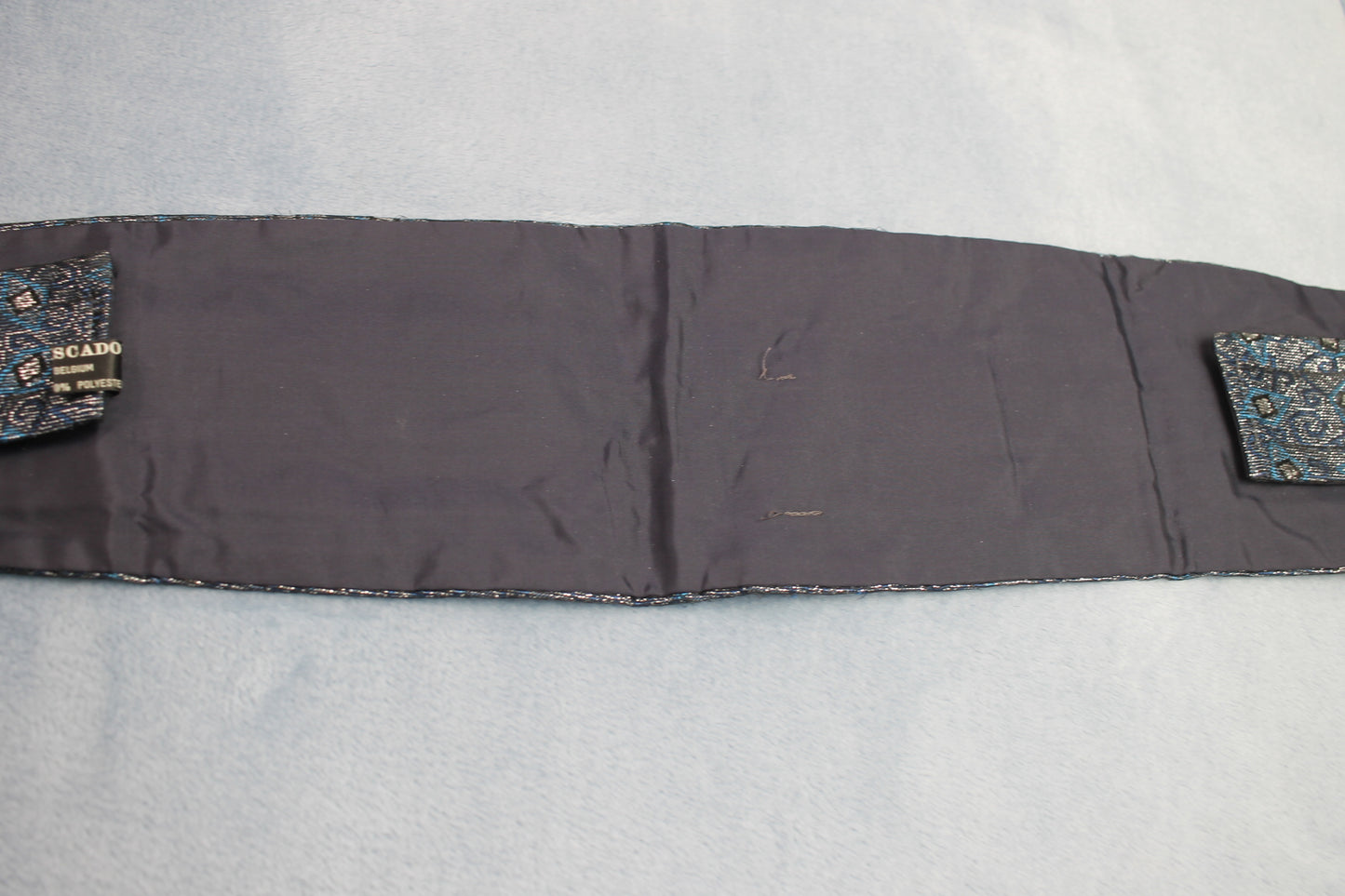 Vintage Jose Piscador blue black silver sparkly pleated cummerbund