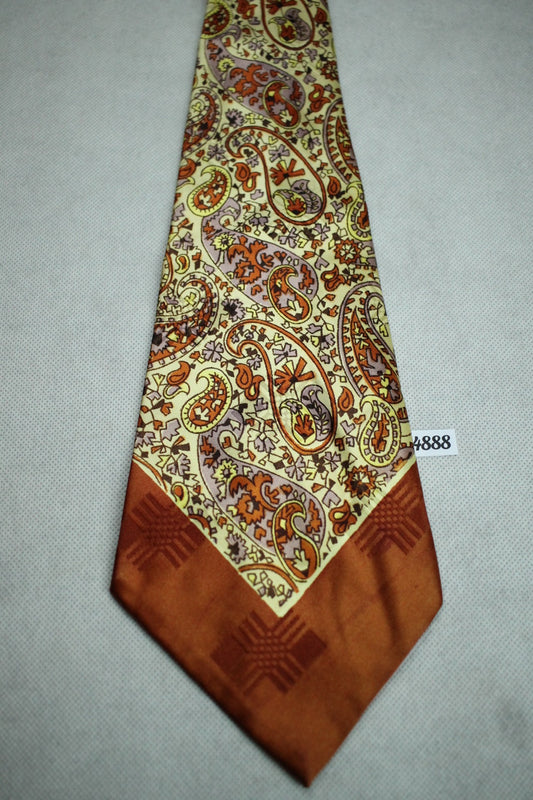 Vintage 1940s/50s Ultra Wide Orange Tones Jacquard Paisley Belly Warmer Swing Tie