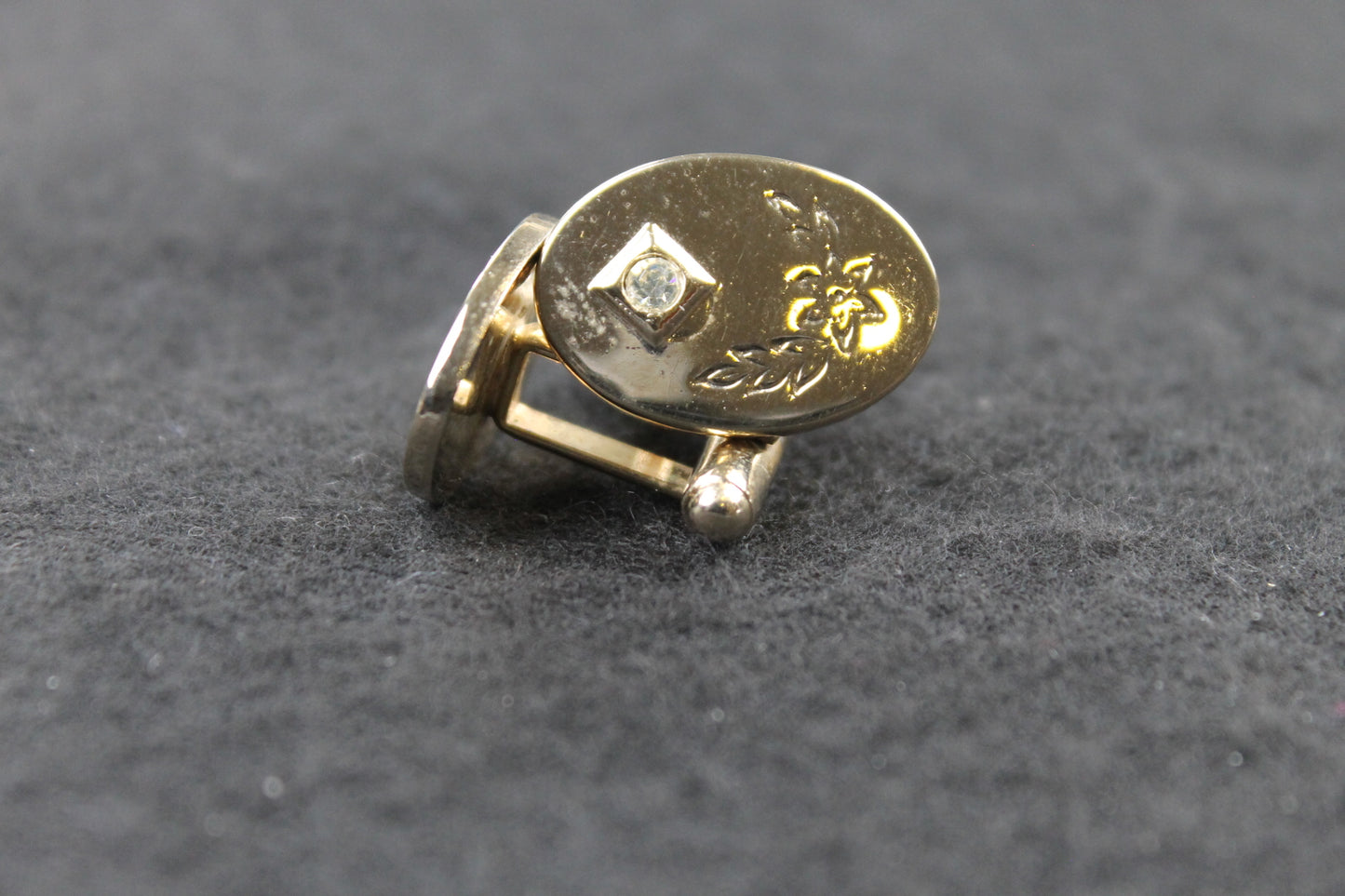 Vintage Oval Diamante Inset Cufflinks