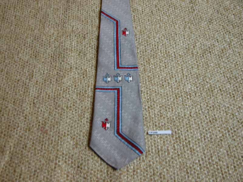 Vintage 1940s/50s Vanguard Cravats Grey Red Blue Deco style Tie Narrow Skinny Jim Rat Pack