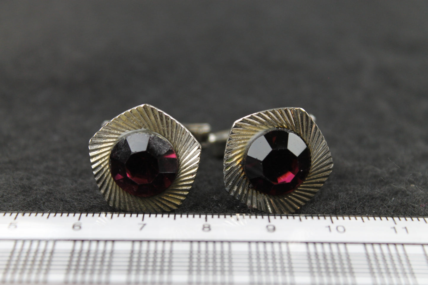 Vintage Purple Lucite Faceted Gem Cufflinks