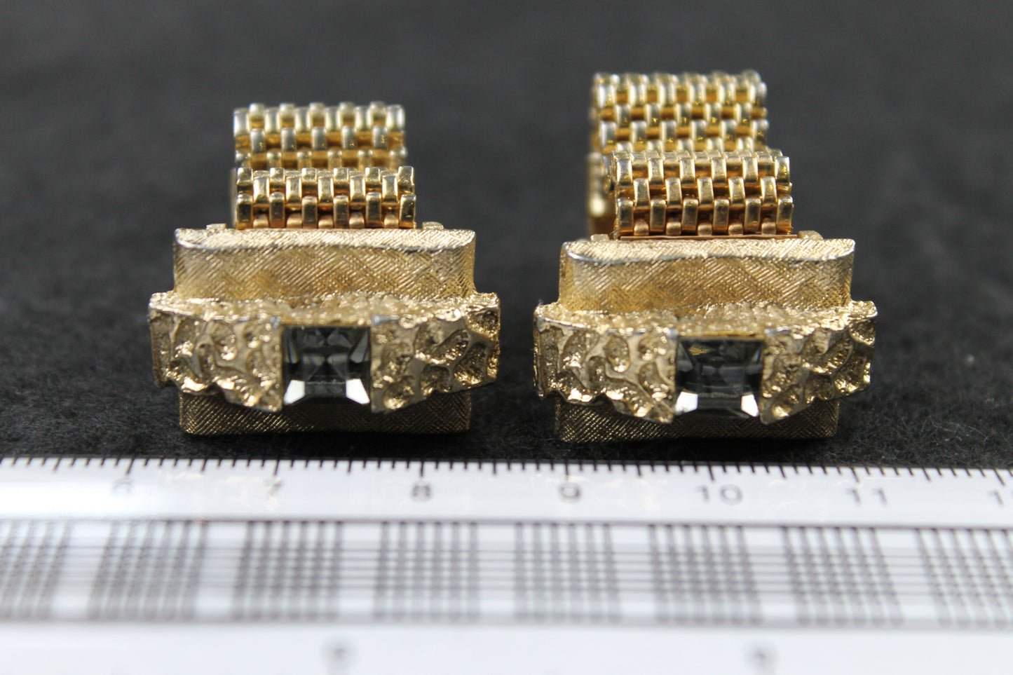 Vintage Smokey Grey Jewel Heavy Wrap Around Cufflinks