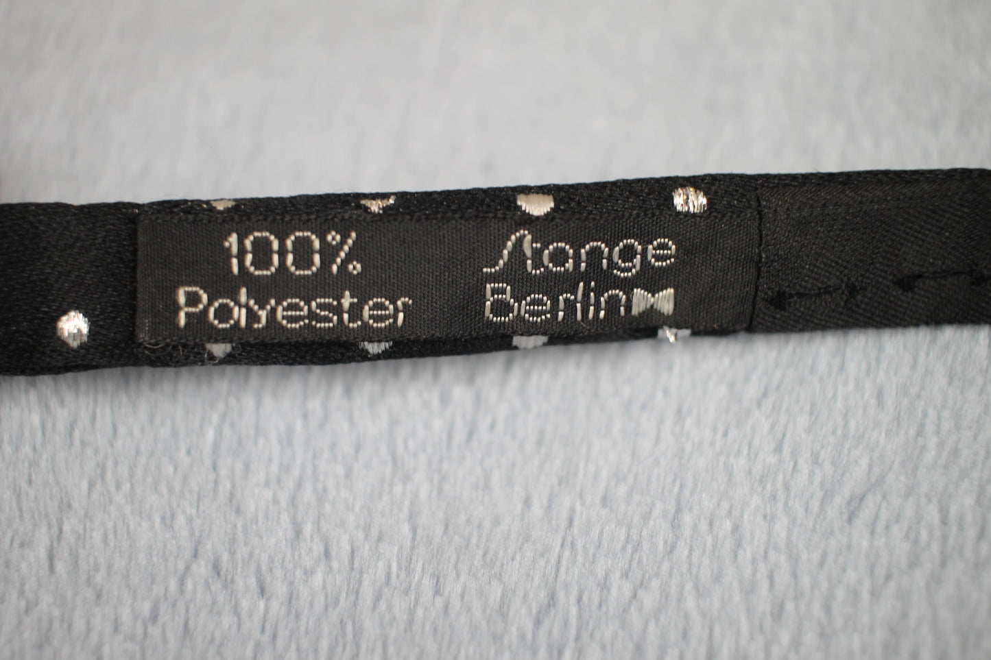 Vintage Stange Berlin pre-tied black silver dot pattern bow tie adjustable