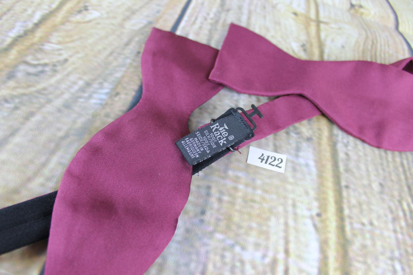 Tie Rack 100% Silk Self Tie Straight End Thistle Bow Tie Burgundy