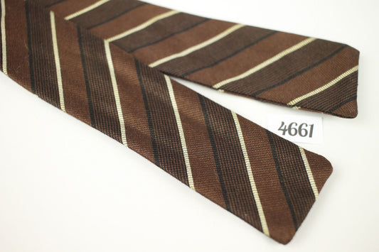 Vintage Wembley Self Tie Straight End Brown Ivory Striped Skinny Bow Tie