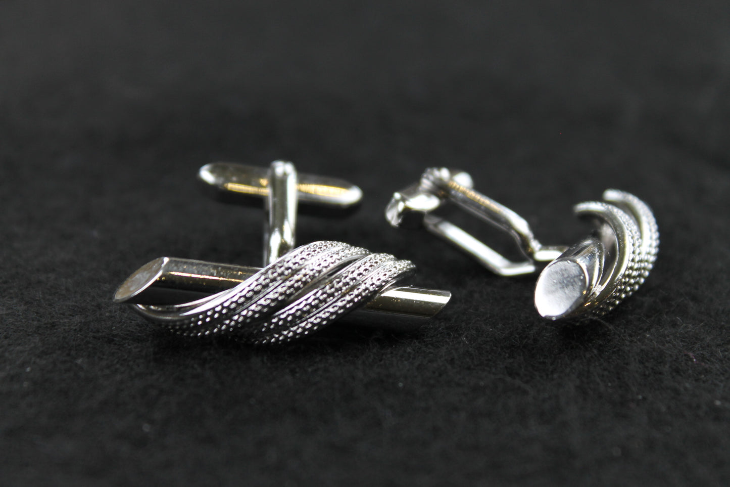 Vintage Silver Metal Rope Wrap Cufflinks