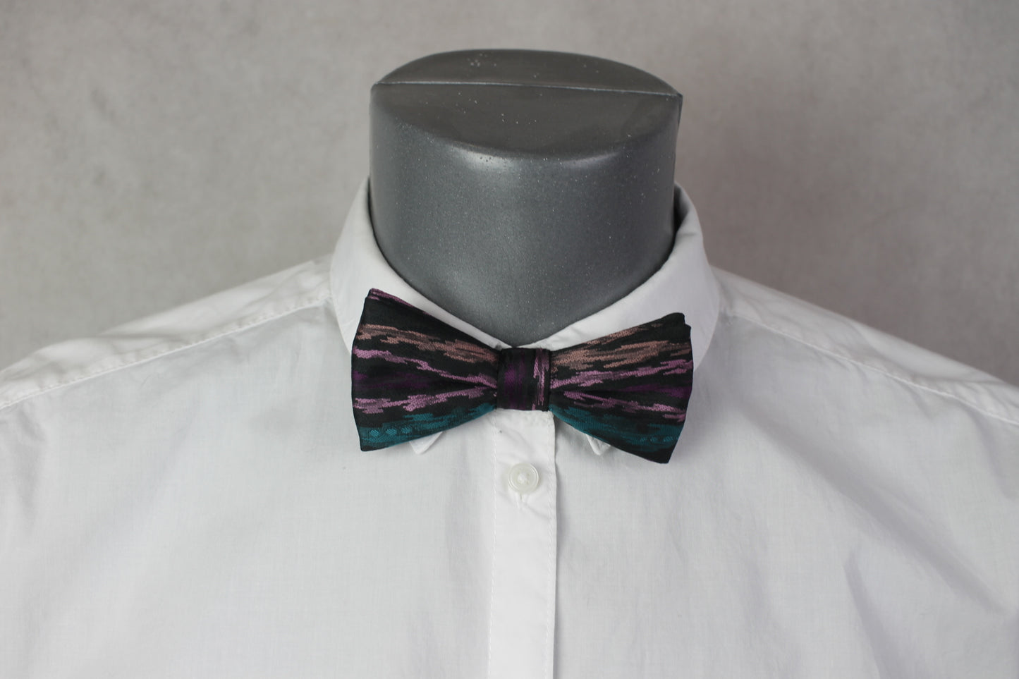 Vintage pre-tied pink purple green pattern bow tie adjustable