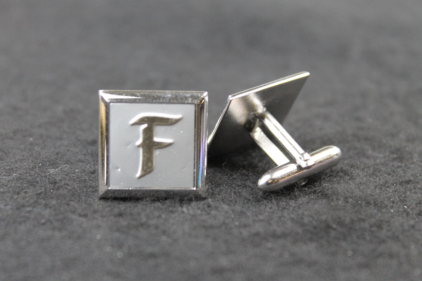 Vintage Square Silver Initial F Cufflinks