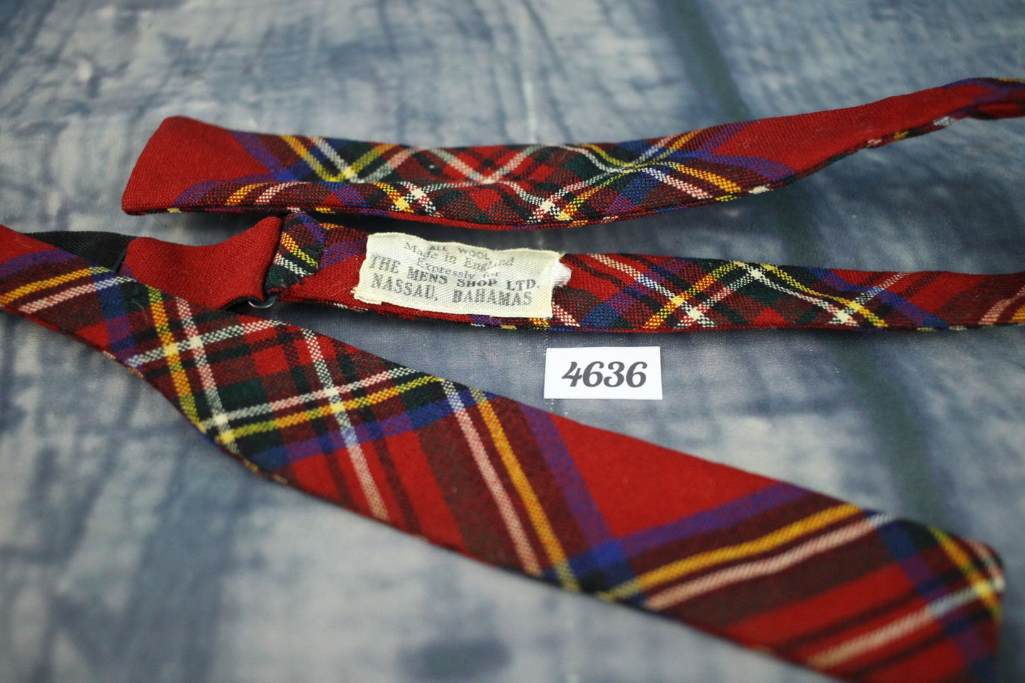 The Mens Shop Bahamas Self Tie Skinny Straight End Bow Tie Red Tartan