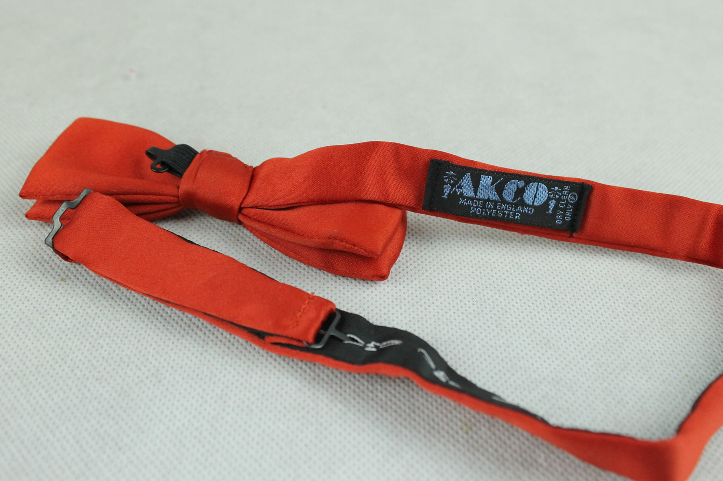 Vintage Akco pre-tied red satin bow tie adjustable