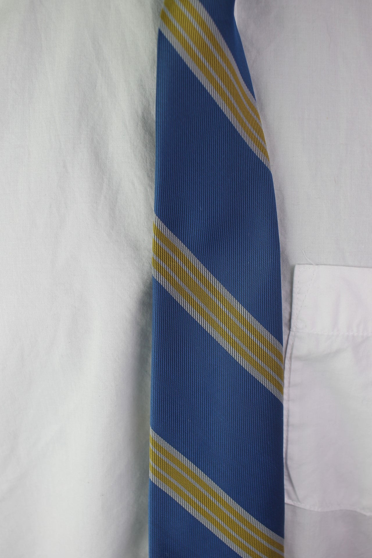 Vintage Smoothie by Schreyer blue yellow silver striped pattern tie