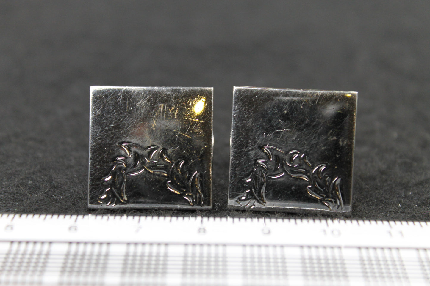 Vintage Large Square Silver Metal Cufflinks