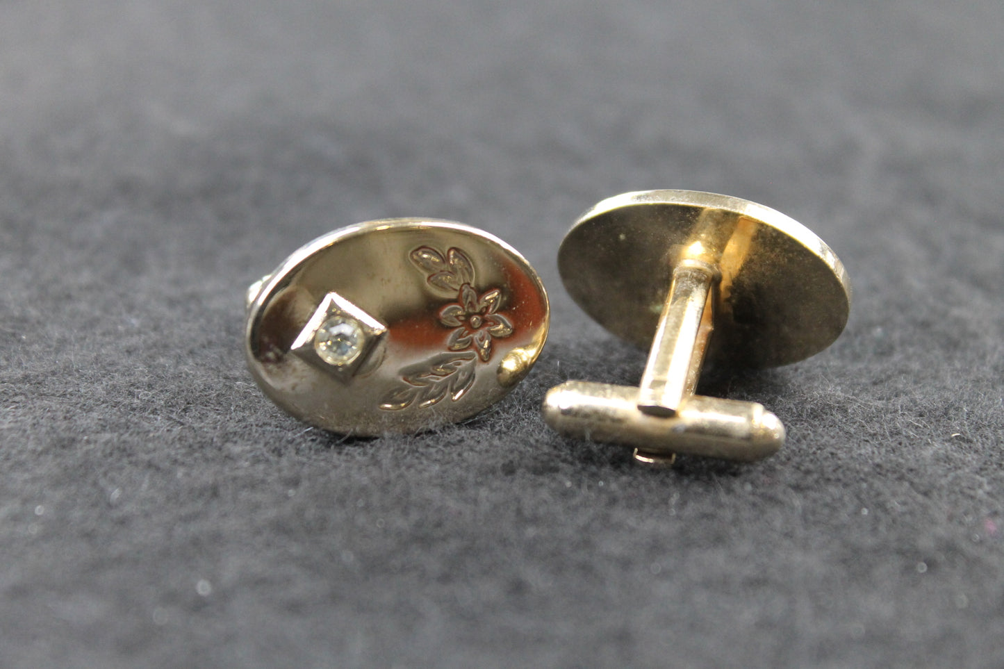 Vintage Oval Diamante Inset Cufflinks