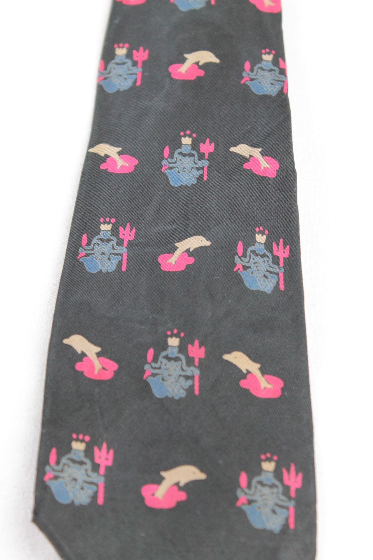 Vintage The Custom Shop Original all silk dark blue pink pattern tie 1950s/60s