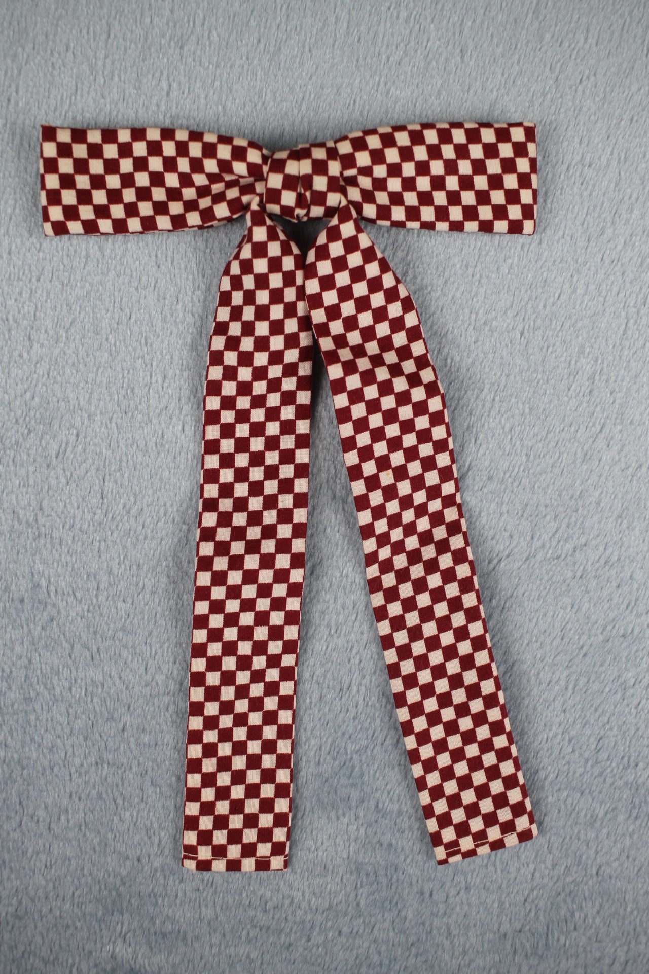 Vintage Burgundy White Chequered Western Cowboy Kentucky Square Dance Bow Tie