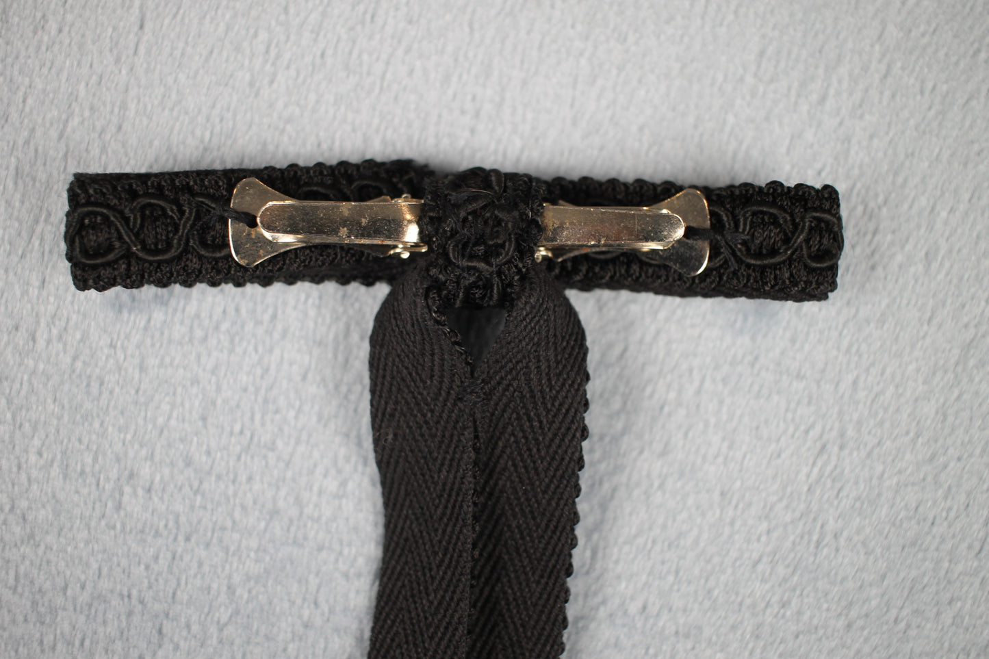 Vintage Style New Black Braid Clip On Western Cowboy Kentucky Bow Tie