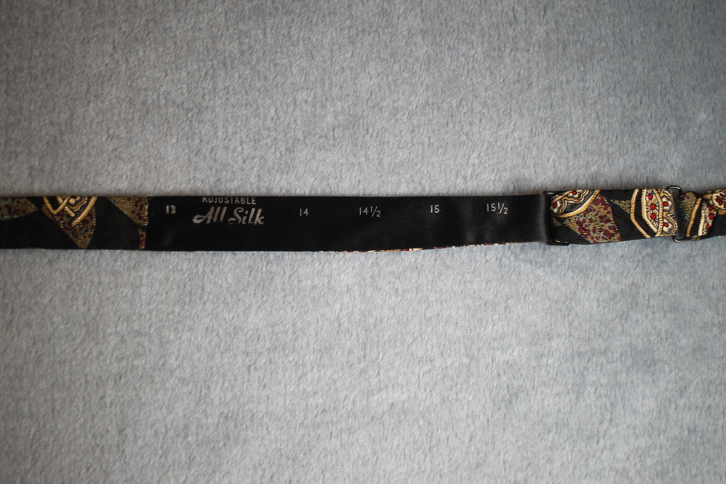 Vintage self tie thistle end all silk black green gold pattern bow tie adjustable