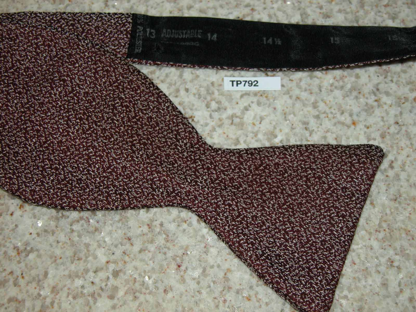 Vintage Self Tie Thistle End Burgundy White Fleck Adjustable Bow Tie